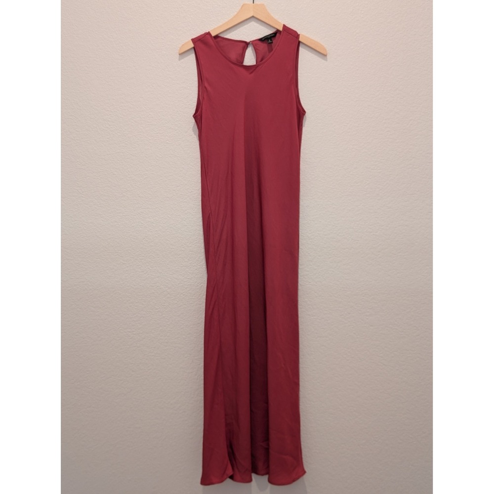 Banana Republic Womens Red Sleeveless Keyhole Back Satin Maxi Dress Size S